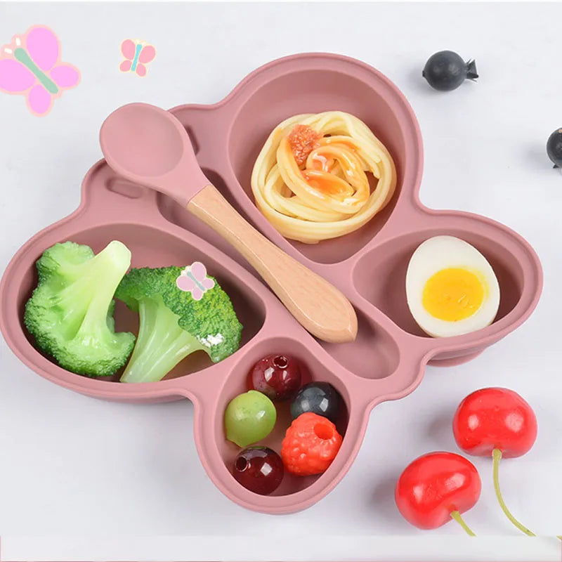 Assiette d’alimentation à ventouse en silicone pour bébé