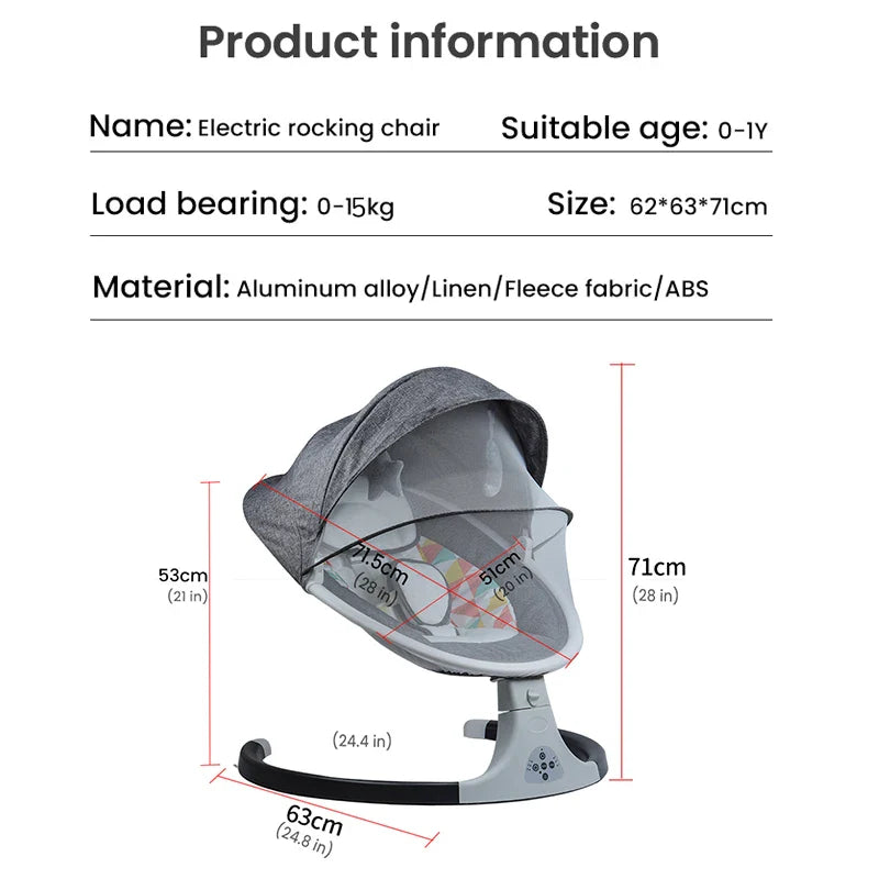 Chaise balançoire de couchage électrique pour bébé