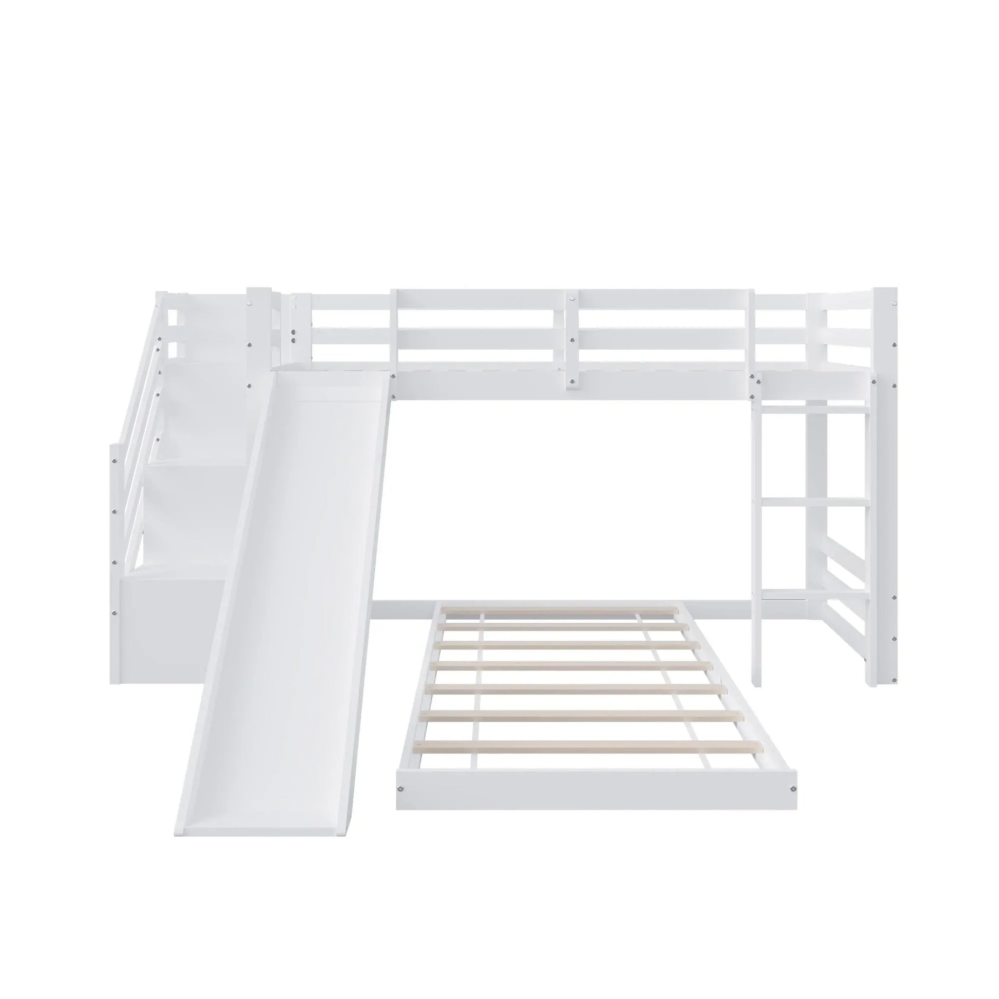 Lit pour enfants avec toboggan et escaliers - WHITE / GERMANY