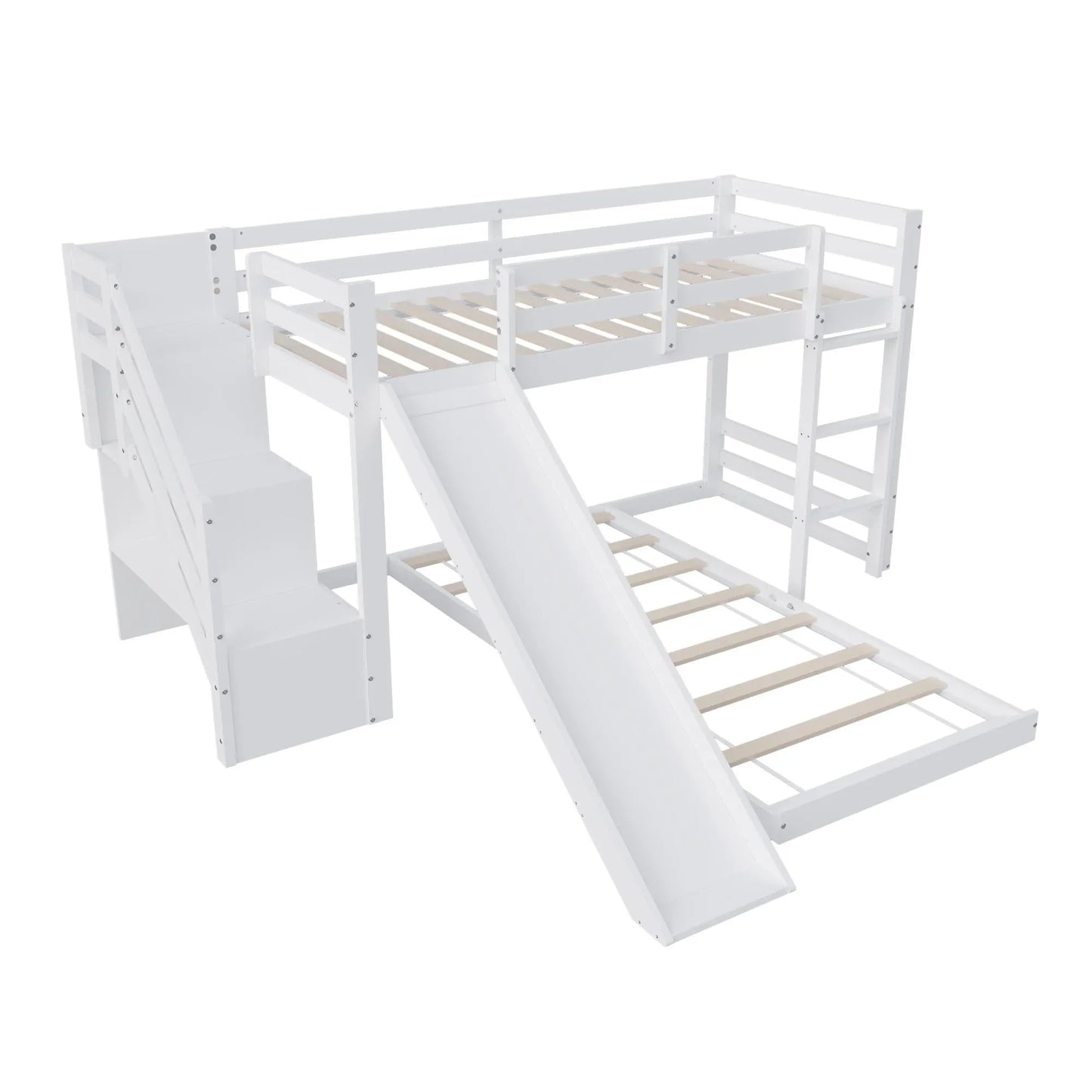 Lit pour enfants avec toboggan et escaliers - WHITE / GERMANY