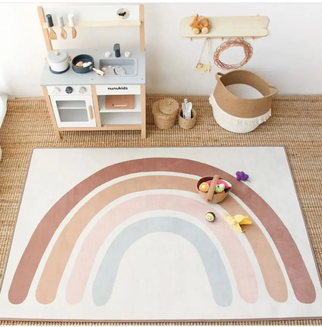 Tapis de jeu arc-en-ciel pour bébé - 145x105cm