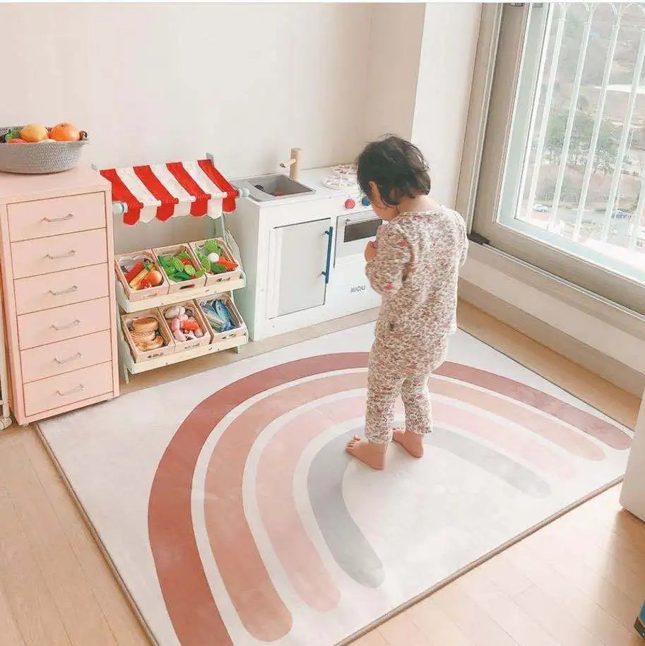 Tapis de jeu arc-en-ciel pour bébé - 145x105cm