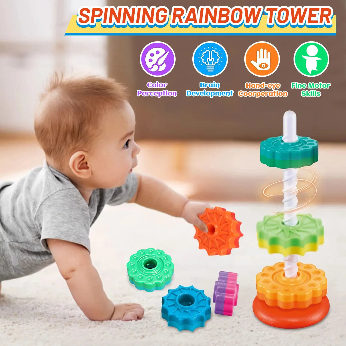 Tour arc-en-ciel rotative pour enfants - Rainbow Tower