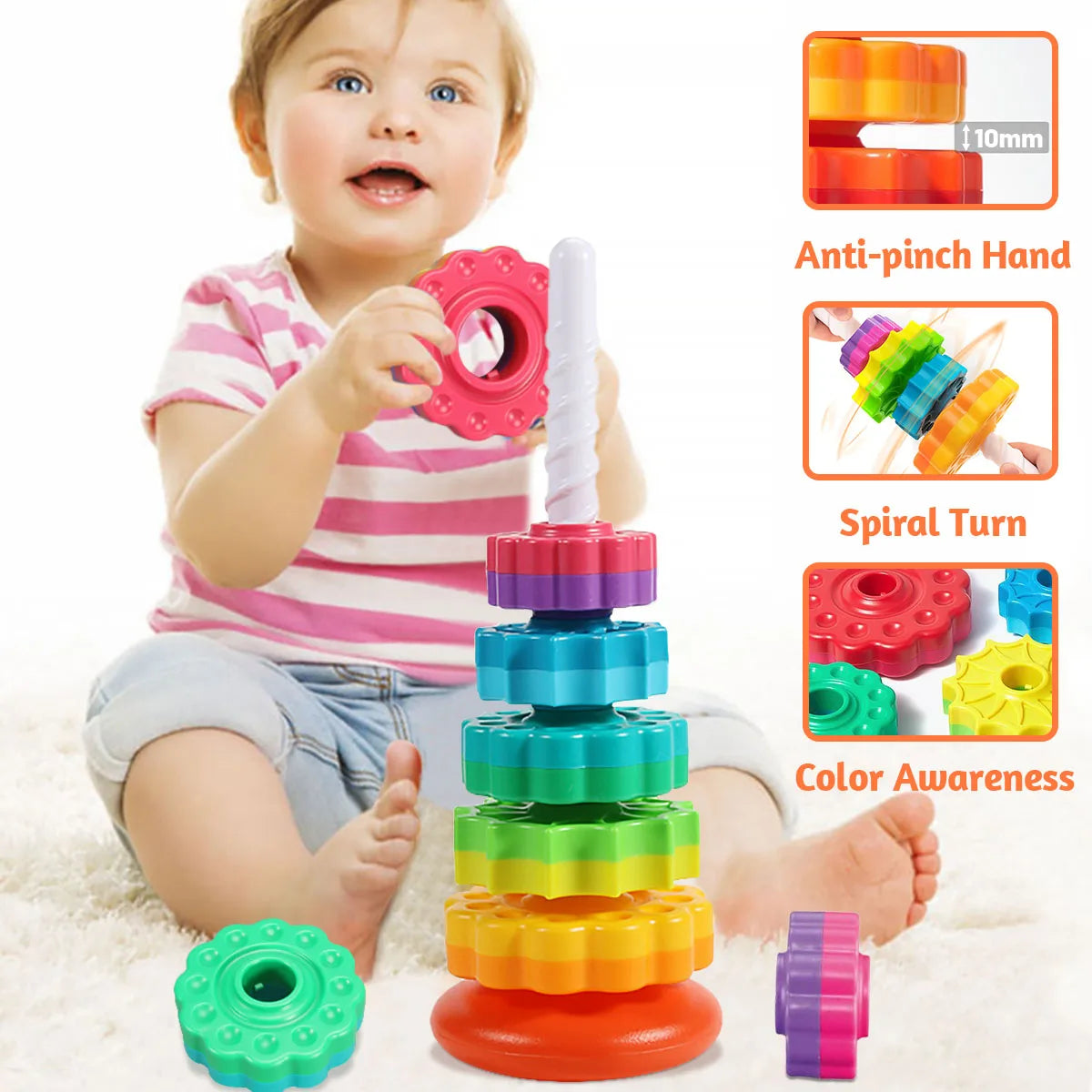 Tour arc-en-ciel rotative pour enfants - Rainbow Tower