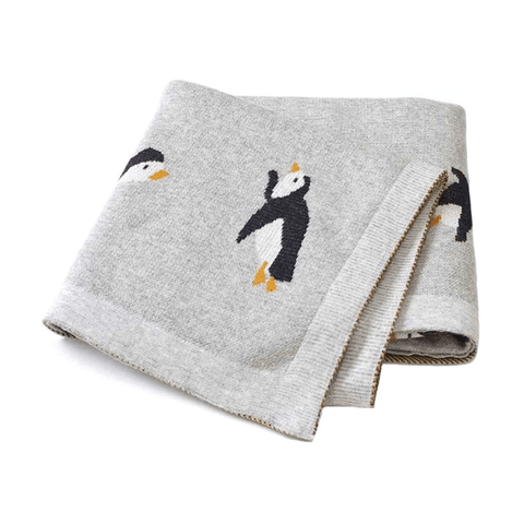 Couverture bébé pingouin gris | Couleur bébé™